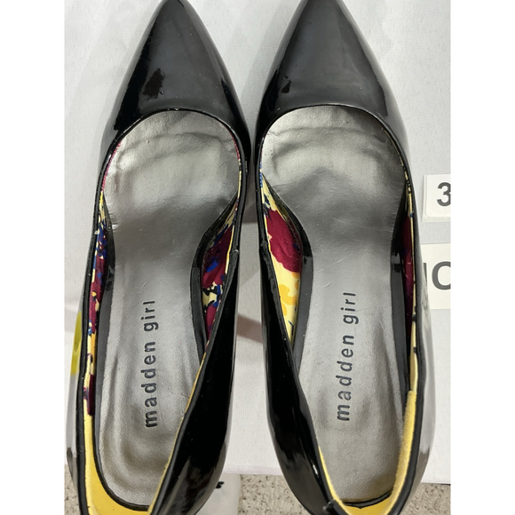 Womans Madden Girl Tartt Size 8.5 Black Faux Patent Leather Stiletto Pumps - Picture 6 of 9